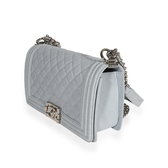 Chanel Light Blue Quilted Washed Caviar Old Medium Boy Bag - Picture 4 of 6